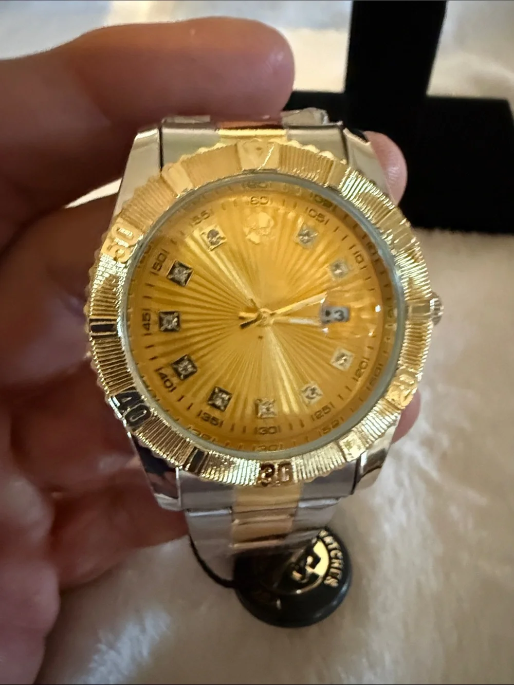 AJ Collection Gold-Tone Men’s Watch with Silver Bracelet